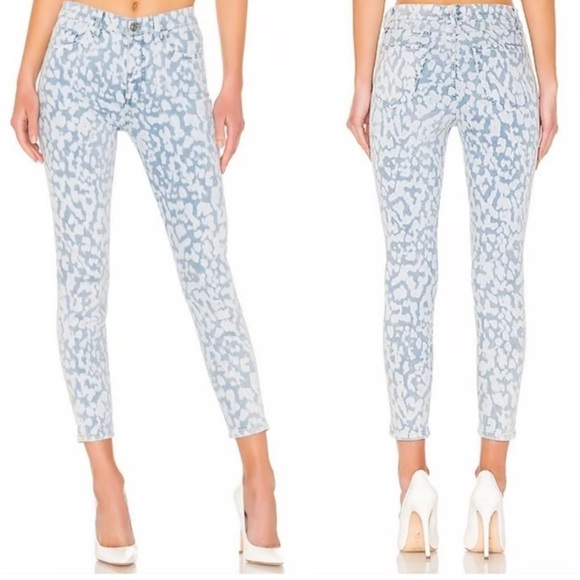 Current/Elliott Light Blue High Rise Inky Leopard Crop Skinny Jeans 28 - Picture 1 of 9
